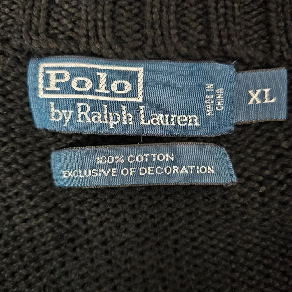 Polo Ralph Lauren Knit Mockneck Quarter Zip Cotton Black Sweater